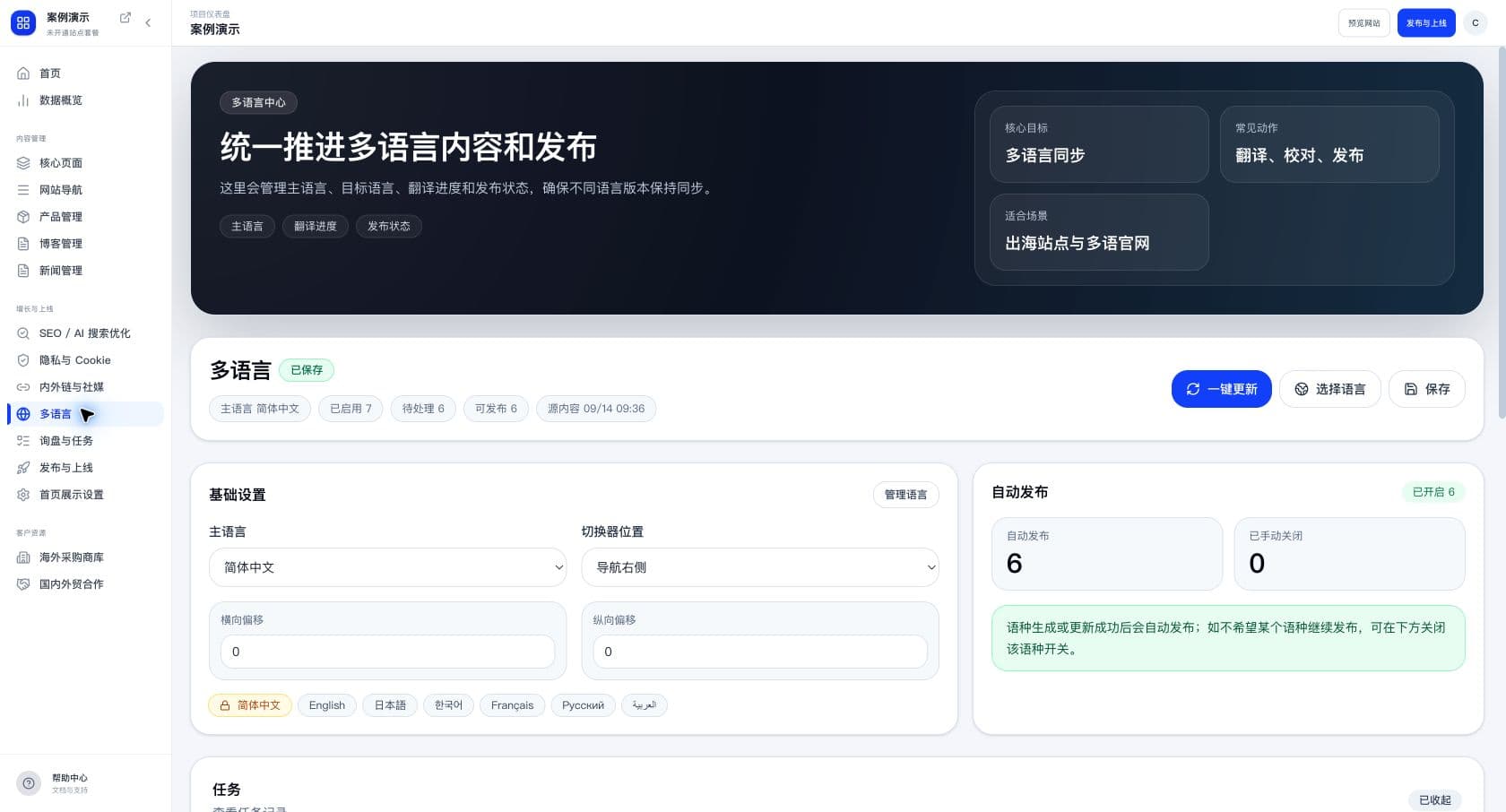 按目标市场维护语言版本：NeoGress测试账号界面